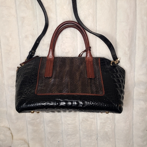 Brahmin Black and Brown Satchel with Structured Design - Picture 5 of 10